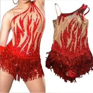 Glamour Red Sequin Fringe Outfit
